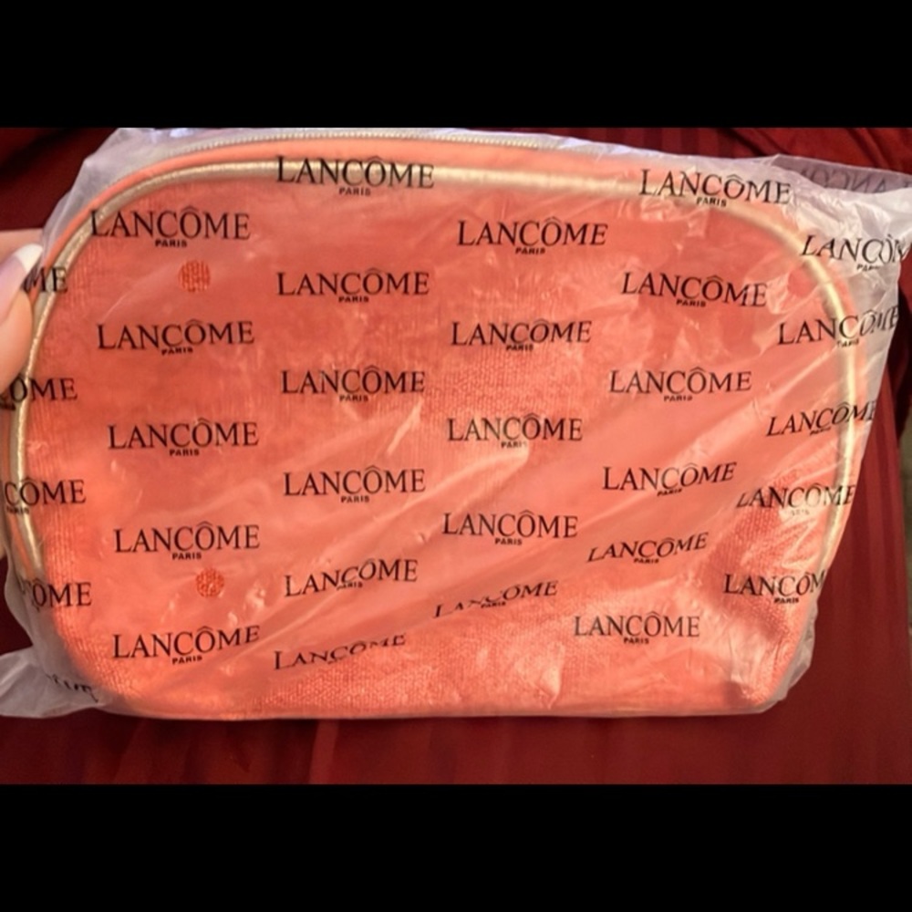 Lancôme orange cosmetics makeup travel bag